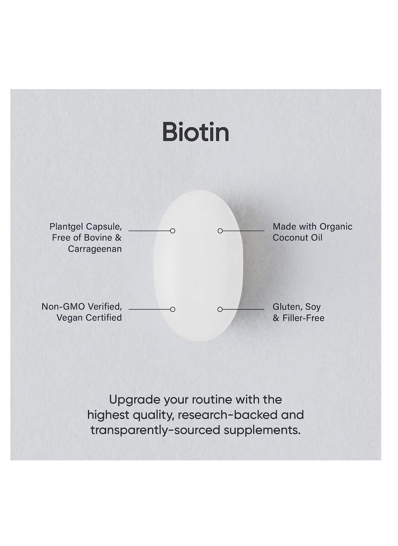 SPORTS RESEARCH - Biotin Supports Hair and Skin Made with Coconut Oil 10,000 mcg, 120 Veggie Softgels - Image 1