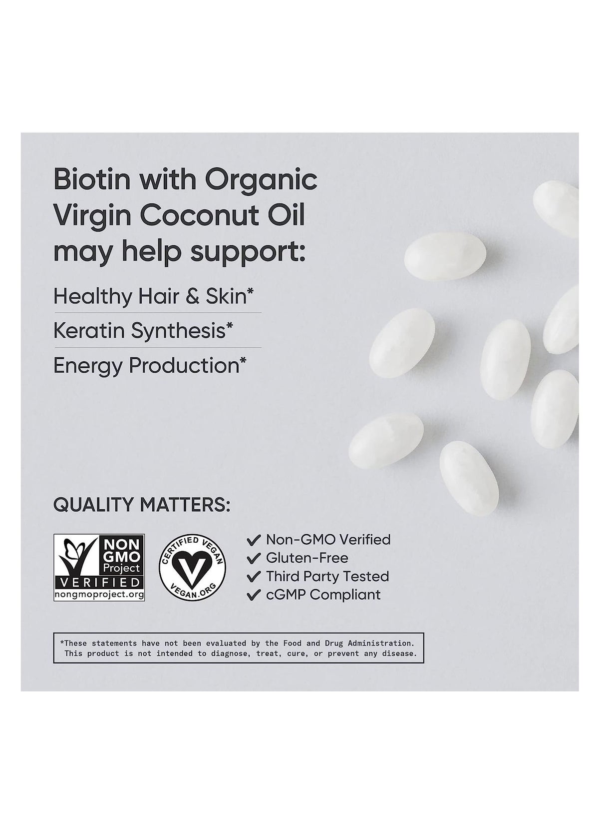 Biotin Supports Hair And Skin Made With Coconut Oil 10,000 Mcg, 120 Veggie Softgels