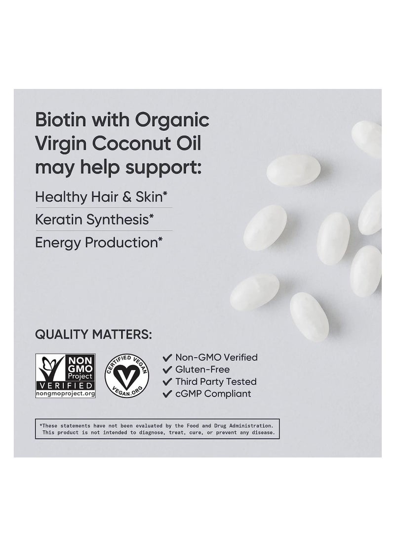 SPORTS RESEARCH - Biotin Supports Hair and Skin Made with Coconut Oil 10,000 mcg, 120 Veggie Softgels - Image 1