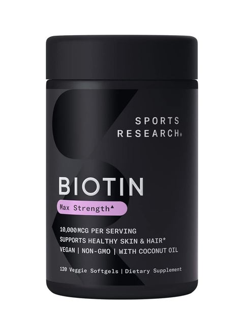 Biotin Supports Hair and Skin Made with Coconut Oil 10,000 mcg, 120 Veggie Softgels