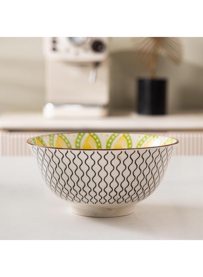 GOLD MANTIS Set of 4 Multi-Pattern Ceramic Bowls – 6.25 Inch  and White Design – Microwave, Dishwasher, Oven Safe – Ideal for Salads, Pasta, Soup – Stylish Kitchen Gift - Image 4