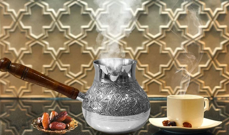 Quesera  Turkish coffee pot/Cezve/briki/Brass jazva/coffee warmer/Ramadan gift (Silver, L-500ml)…  | Best Price UAE