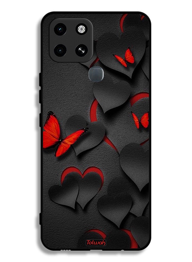 Tolwak Infinix Smart 6 Protective Case Cover Hearts And Butterflies Pattern - Image 2