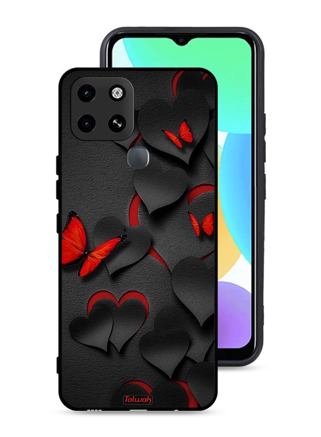 Tolwak Infinix Smart 6 Protective Case Cover Hearts And Butterflies Pattern - Image 1