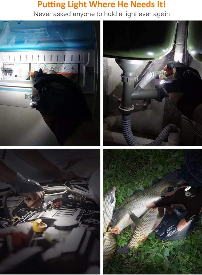 قفازات مصباح LED، أجهزة رائعة هدايا عيد ميلاد لحبيب، قفازات بدون أصابع لإصلاح السيارات، صيد السمك ليلاً، الجري، التخييم، المشي، هدايا للرجال، الآباء. - Image 2