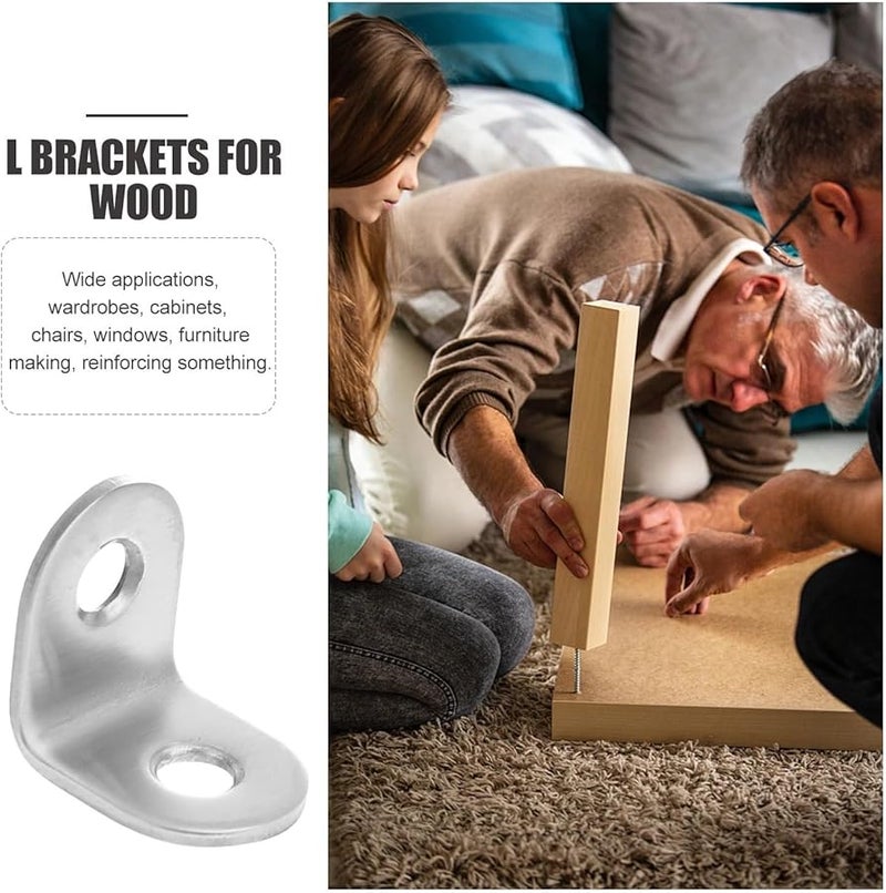 Heavy Duty Steel L Brackets 40 Pack Right Angle Corner Brace For Wood Shelving Table - Image 3