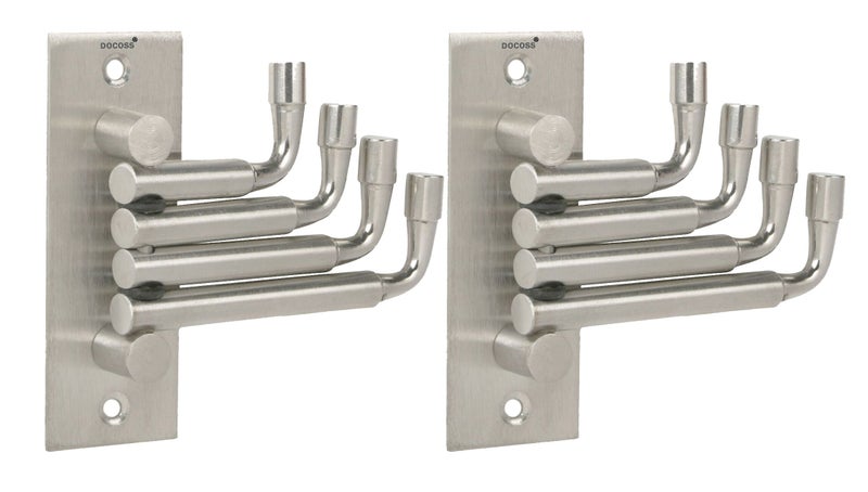 DOCOSS Stainless Steel Flexible Wall Hooks for Hanging Cloth and Towel Hangers for Wall,Door Hangers,Movable Hook -Pack of 2, Silver - Image 1
