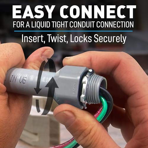 Sealproof Power Whip Assembly, 1/2-Inch x 6 Ft Nonmetallic Liquid Tight Flexible Electrical Conduit and 10 Gauge Wire Single Phase Preassembled A/C Hook-up Whip Kit, 1/2" - Image 2