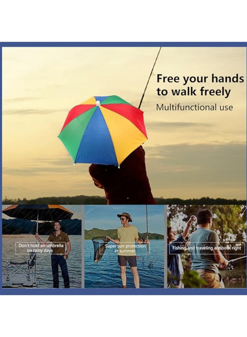Umbrella Hat 55CM Sunscreen Windproof Hands Free Head Cap UV Protection Hats Mounted Top Folding for Fishing Beach Golf Sunshade Outdoor Mulit Color - Image 2