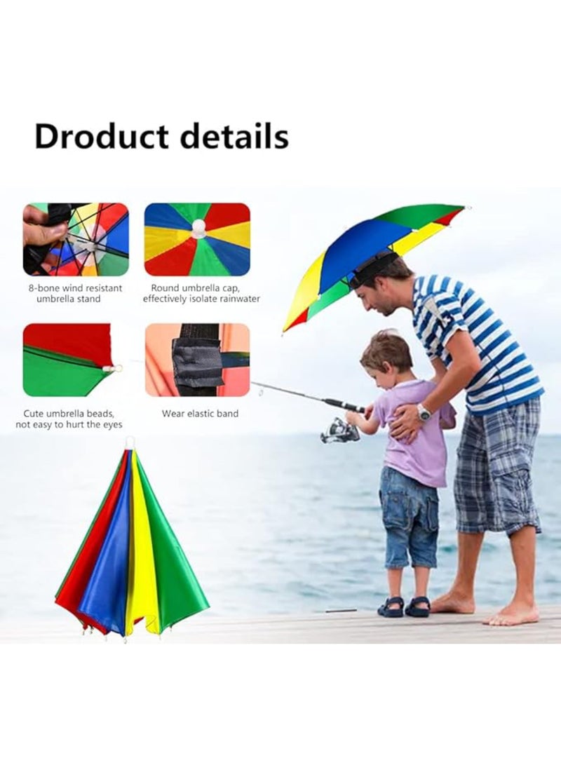 Umbrella Hat 55CM Sunscreen Windproof Hands Free Head Cap UV Protection Hats Mounted Top Folding for Fishing Beach Golf Sunshade Outdoor Mulit Color - Image 3