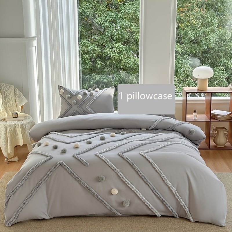 Contrast Color Rhombus Tufted Ball Duvet Cover Set, High-End Ball Design Home Bedding for Guesthouses and Household Bedrooms, All-Season Light Luxury Bedding, Multiple Colors and Sizes Available - Image 1