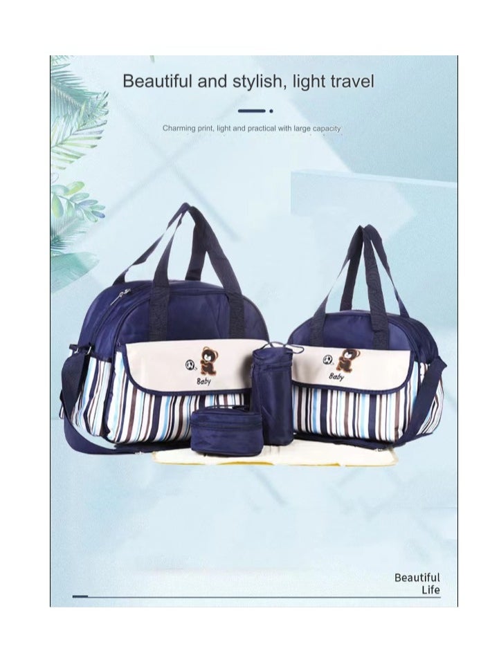 Excellent - Bear Mommy Bag Five-piece Set Multifunctional Large-capacity Single-shoulder Mommy Bag Crossbody Mother and Baby Bag - Image 1