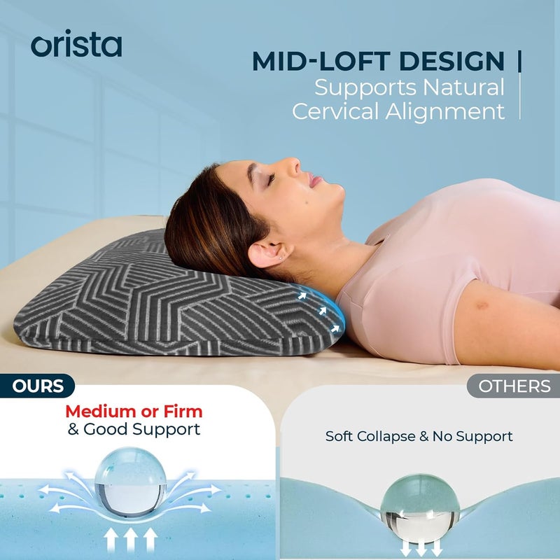 Orista Orista Advance Gel Blended Memory Foam Sleep Enhancer Pillow 2 Year Warranty Cushions Neck Shoulder Pain Relief Orthopedic Pillow Back Side Stomach Sleepers 24 x 16 x 3 Inch Set of 1 - Image 3