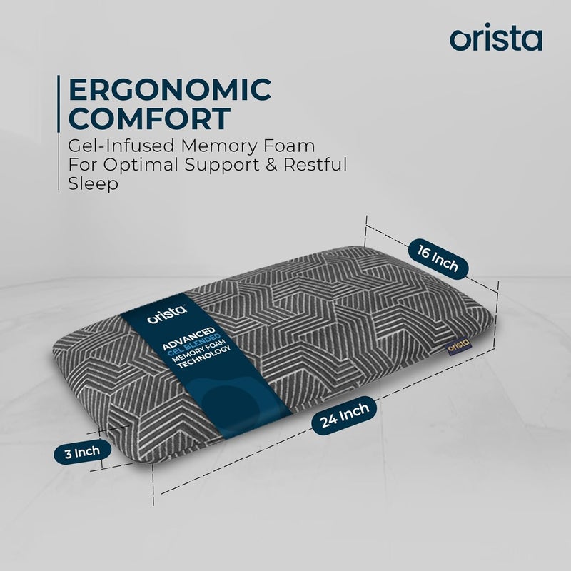 Orista Orista Advance Gel Blended Memory Foam Sleep Enhancer Pillow 2 Year Warranty Cushions Neck Shoulder Pain Relief Orthopedic Pillow Back Side Stomach Sleepers 24 x 16 x 3 Inch Set of 1 - Image 2