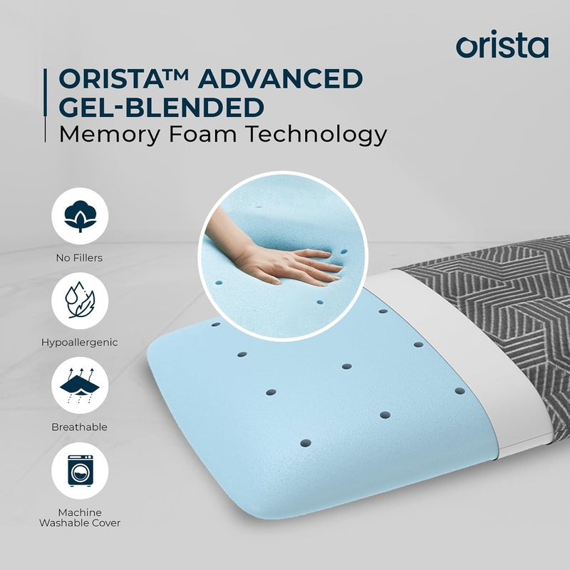 Orista Orista Advance Gel Blended Memory Foam Sleep Enhancer Pillow 2 Year Warranty Cushions Neck Shoulder Pain Relief Orthopedic Pillow Back Side Stomach Sleepers 24 x 16 x 3 Inch Set of 1 - Image 5