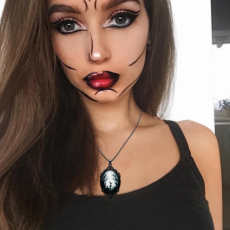 DAYANEY Gothic Necklace as Goth Accessories for Witch Jewelry Costume Party, Goth Jewelry Pendant Necklace for Women Birthday Decorations, Handmade Black Raven Necklaces as Gothic Valentines Day Gifts - Image 4