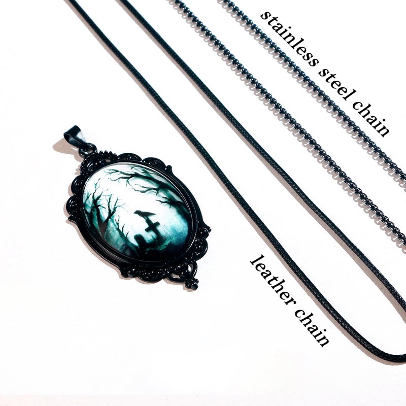 DAYANEY Gothic Necklace as Goth Accessories for Witch Jewelry Costume Party, Goth Jewelry Pendant Necklace for Women Birthday Decorations, Handmade Black Raven Necklaces as Gothic Valentines Day Gifts - Image 3