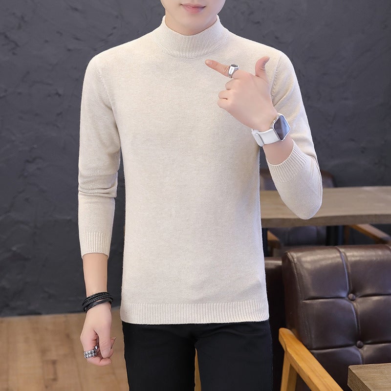 Half Turtleneck Sweater Men'S 2020 Men'S Sweater Slim-Fit Base Sweater Solid Color Sweater For Men - Image 3