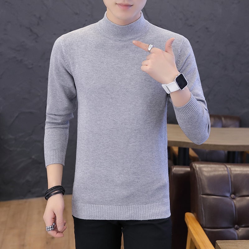 Half Turtleneck Sweater Men'S 2020 Men'S Sweater Slim-Fit Base Sweater Solid Color Sweater For Men - Image 4