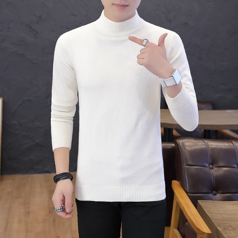 Half Turtleneck Sweater Men'S 2020 Men'S Sweater Slim-Fit Base Sweater Solid Color Sweater For Men - Image 2