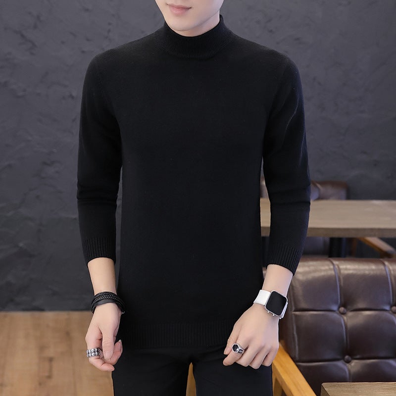 Half Turtleneck Sweater Men'S 2020 Men'S Sweater Slim-Fit Base Sweater Solid Color Sweater For Men - Image 5