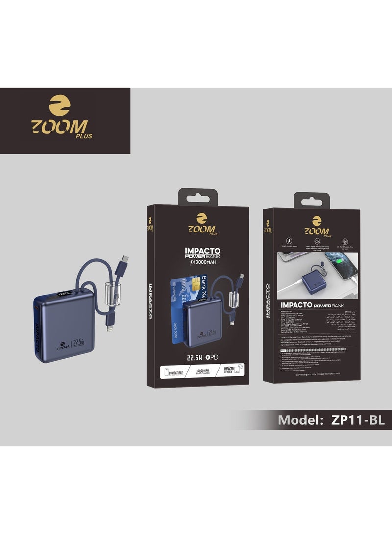 Zoom Plus ZP11B Ultra-Slim 10,000mAh IMPACTO Super Fast 22.5W Power Bank - Black - Image 5