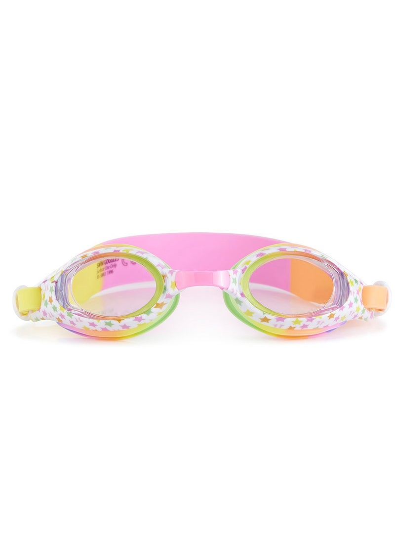 بلينج2O Aqua2ude Printed Purple Stars Swim Goggles for Kids - Ages 3+ - Anti Fog, No Leak, Non Slip, UV Protection - Hard Travel Case - Lead and Latex Free - Image 1