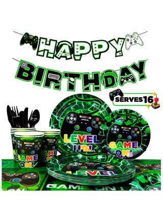 Video Game Birthday Party Decorations, 128pcs Gamer Birthday Decorations Tableware Set - Video Game Plates and Napkins, Cups Table Cloth&Gamer Birthday Decorations Banner etc Party Supplies - pzsku/ZDAD2E02E6E0939C1C61CZ/45/1746186077/c64cd172-d6dd-4b89-b6bf-d6f5c890e860