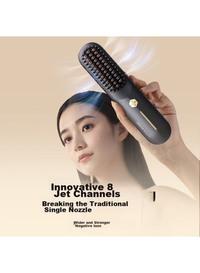 Ubelle Wireless Straightening Brush, Negative Ion Hair Care, Non-damaging, Portable, Dual-use For Straightening And Curling, Egg Roll Brush, Straightening Iron, Styling Comb, Gift For Women's Day, Qixi Festival, Valentine's Day Present - Image 1