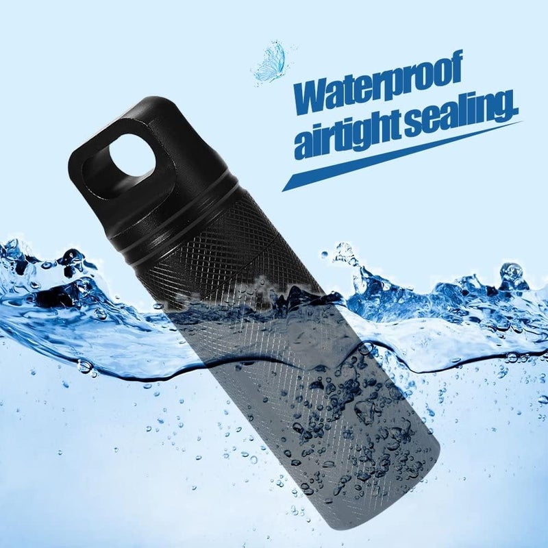 woobles Keychain Container, Pill Containers, Pill Storage Case Keychain, Waterproof Airtight Bottle, Dry Box for Men Women Outdoor Travel Camping Tool (Black) - Image 1