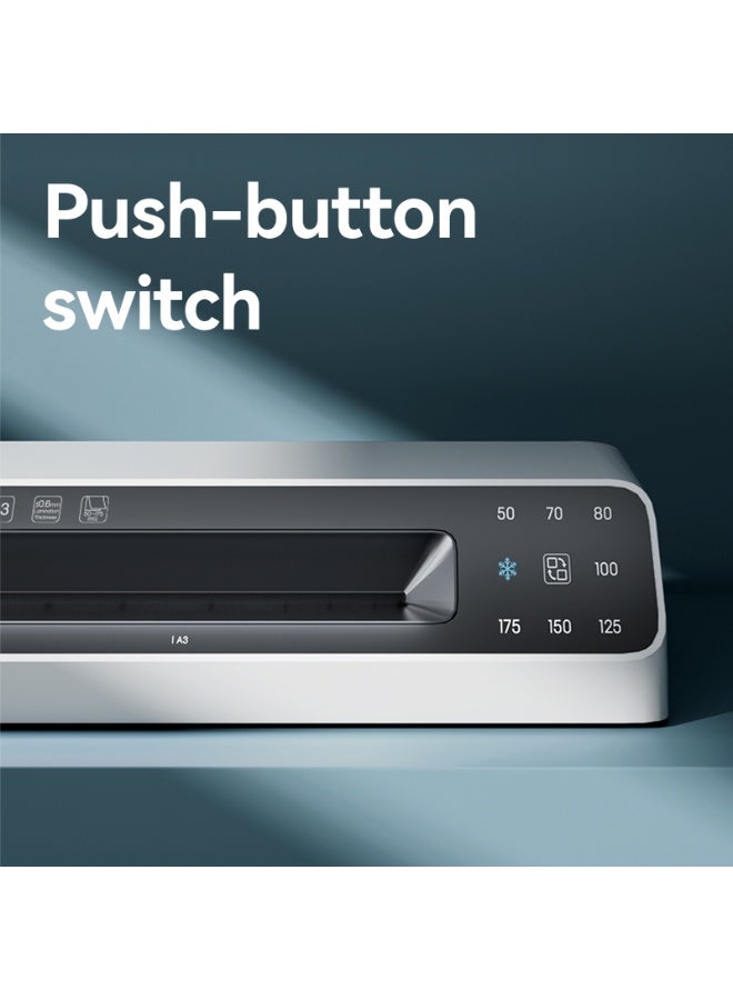 Deli ET104 Laminator Machine for A4/A3, Fast Preheating Thermal Laminator with Intelligent Temperature Control, One-Touch Film Removal, Automatic Feeding, Multiple Heat Vents, White - Image 5