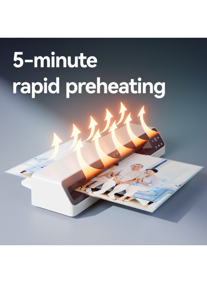 Deli ET104 Laminator Machine for A4/A3, Fast Preheating Thermal Laminator with Intelligent Temperature Control, One-Touch Film Removal, Automatic Feeding, Multiple Heat Vents, White - Image 3