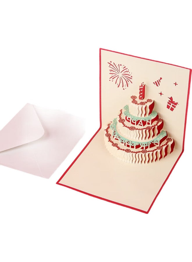 TaTanice [Lowest Price Online] Tatanice 3D Birthday Card, Creative Greeting Card, Personalized Message Card, 3D Birthday Cake - Image 1