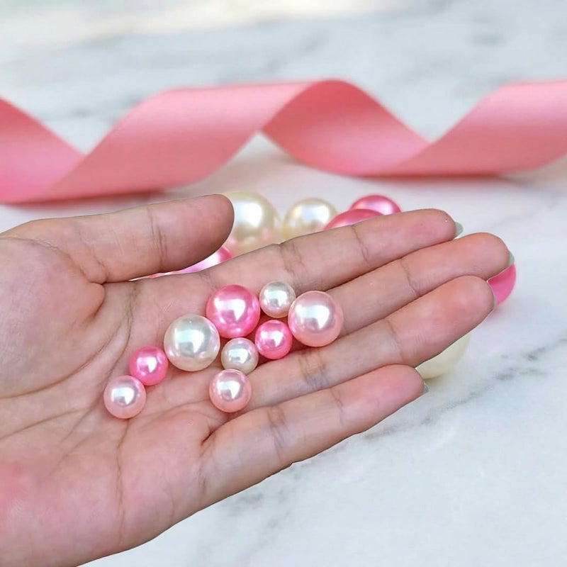 GLBYUNN 140 Pieces Pearl for Vase Filler Pearls Bead for Vase Makeup Beads for Brushes Holder Assorted Round Faux Pearl Beads for Home Wedding Decor 10/14mm (Pink Series) - Image 5