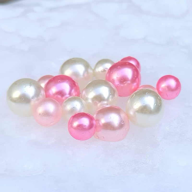 GLBYUNN 140 Pieces Pearl for Vase Filler Pearls Bead for Vase Makeup Beads for Brushes Holder Assorted Round Faux Pearl Beads for Home Wedding Decor 10/14mm (Pink Series) - Image 1