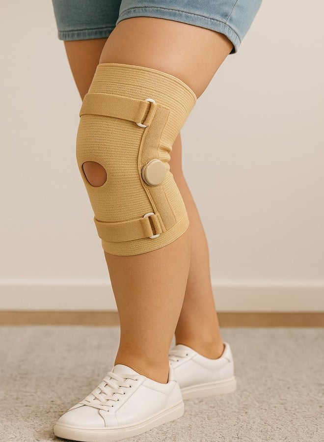 Dr Helix Hinged Knee Support Beige | Open Patella Knee Brace with Strong Dual Hinges for Enhanced Joint Stability, Injury Recovery, Pain Relief and Comfortable Long Duration Wear (Size – XXL) - Image 1