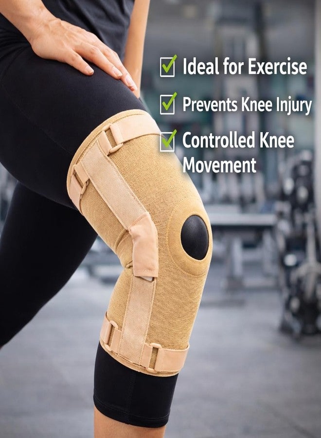 Dr Helix Hinged Knee Support Beige | Open Patella Knee Brace with Strong Dual Hinges for Enhanced Joint Stability, Injury Recovery, Pain Relief and Comfortable Long Duration Wear (Size – XXL) - Image 3