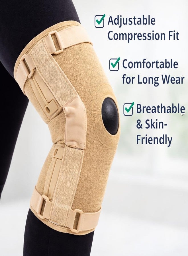Dr Helix Hinged Knee Support Beige | Open Patella Knee Brace with Strong Dual Hinges for Enhanced Joint Stability, Injury Recovery, Pain Relief and Comfortable Long Duration Wear (Size – XXL) - Image 2