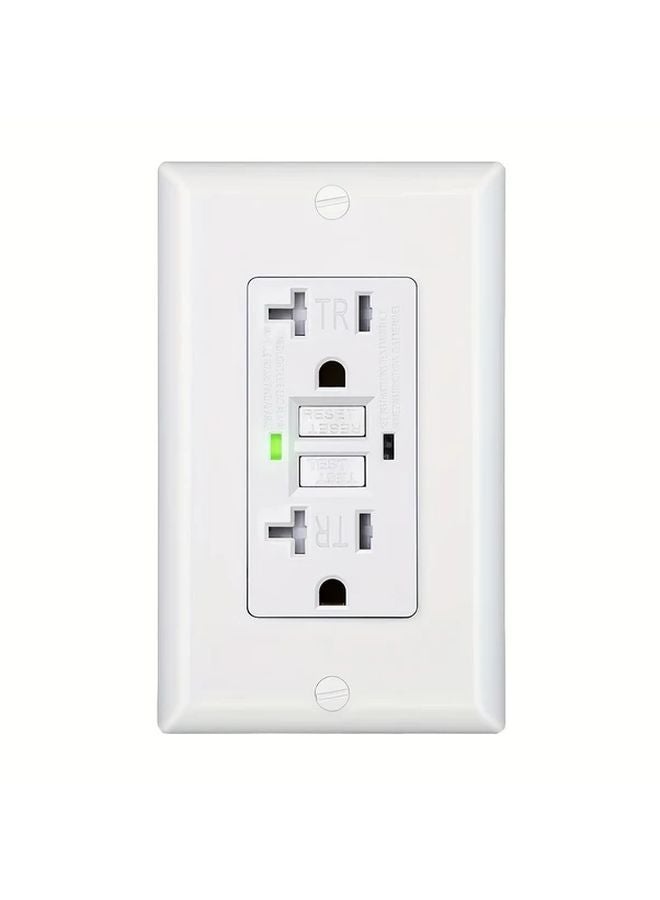 Tamper Resistant 20 Amp GFCI Outlet With LED Indicator Self Test ETL Listed White 1 Pack - Image 1