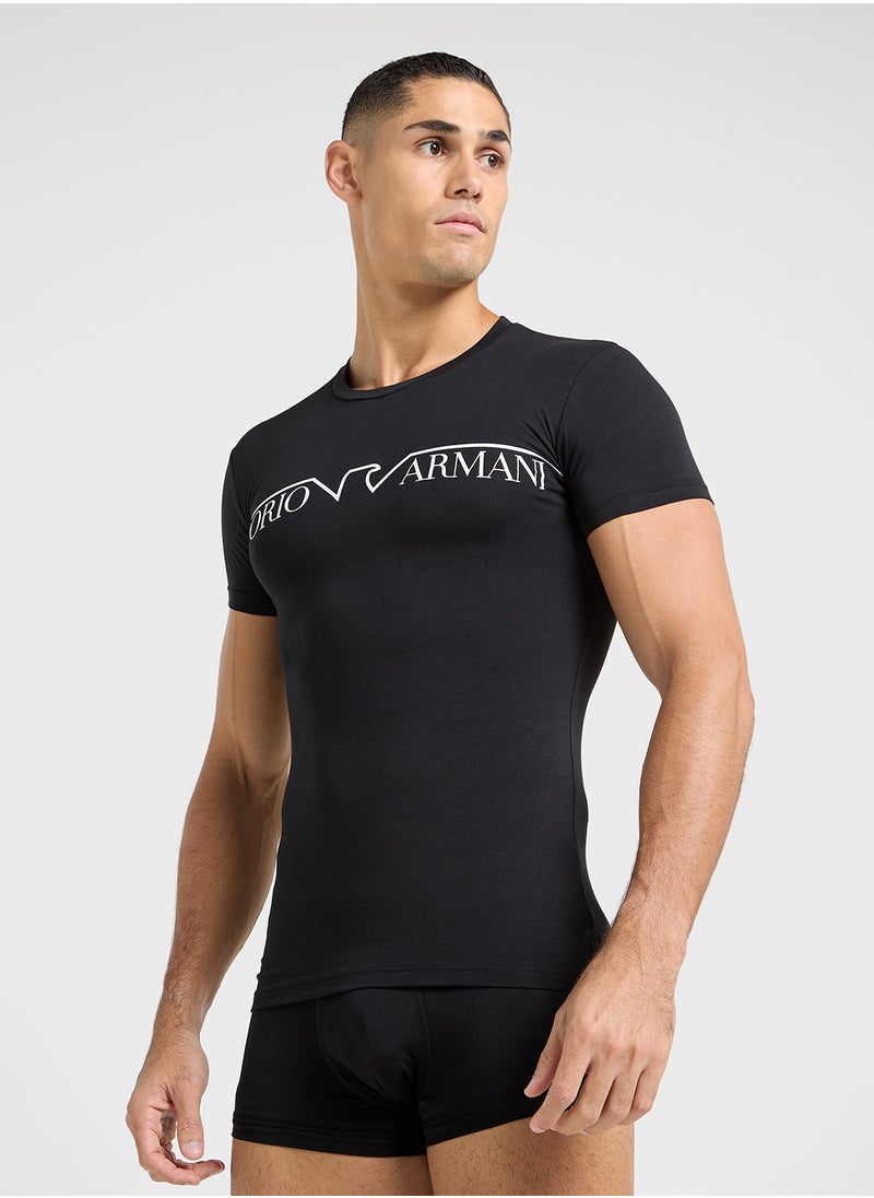 EMPORIO ARMANI Logo Crew Neck T-Shirt & Trunks Set  - Image 3