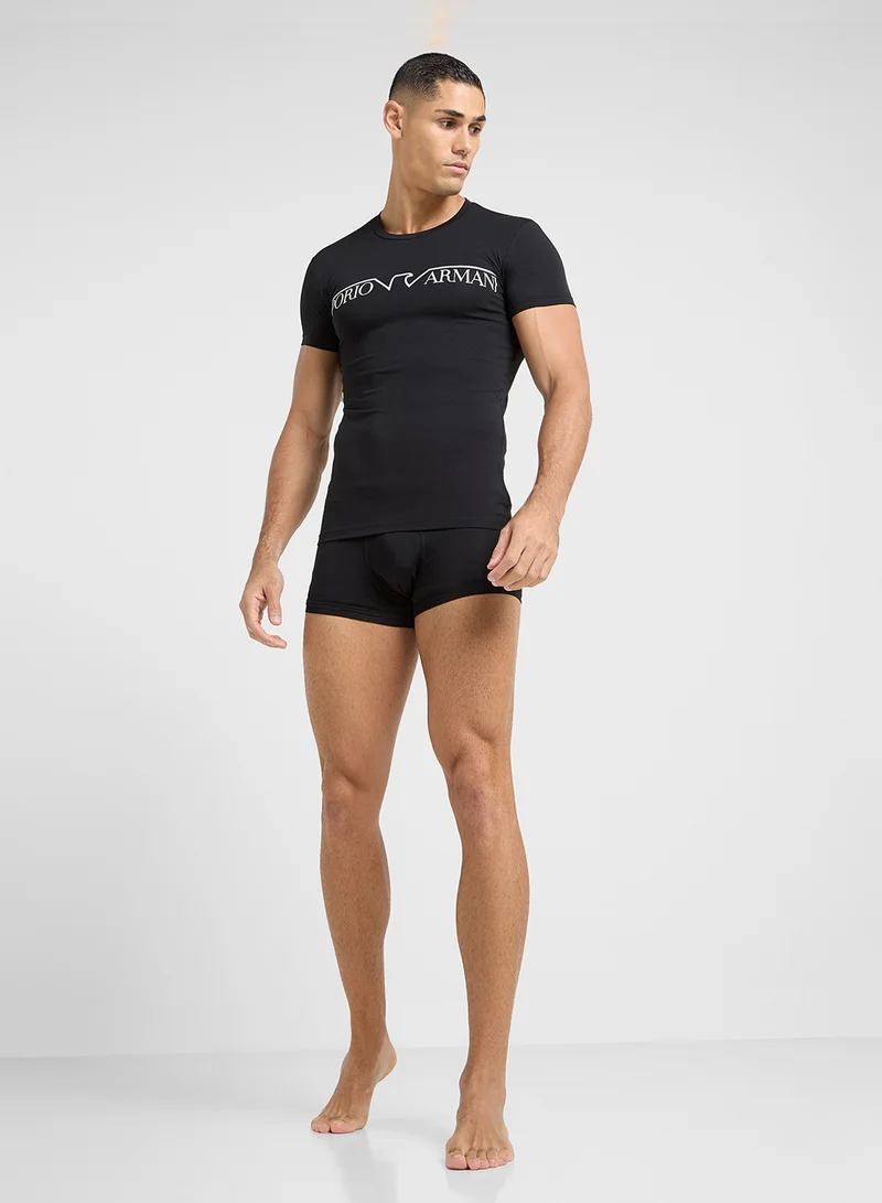 EMPORIO ARMANI Logo Crew Neck T-Shirt & Trunks Set