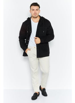 Celio Men Hood Neck Washed Long Sleeves Sweatshirt, Black  - Image 2