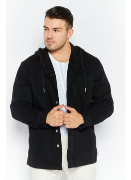 Celio Men Hood Neck Washed Long Sleeves Sweatshirt, Black  - Image 1