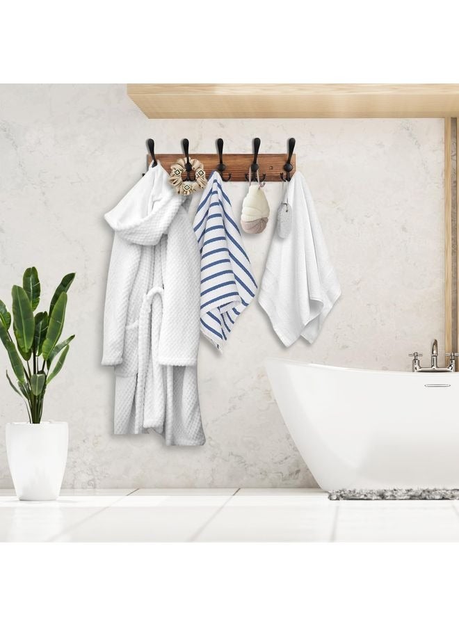 Coat Rack Wall Mount Wooden Hat Rack for Wall Hooks Pine Real Wood Plank 16.9 Brown Coat Hanger with 5 Triple Hooks for Hanging Coat Hat Jacket - Image 5