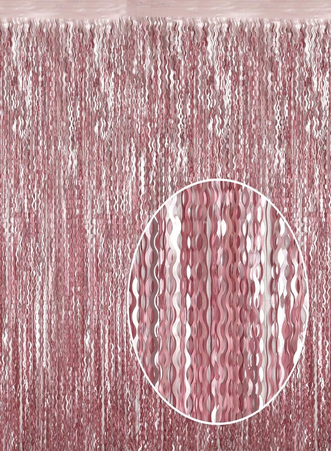 KEEUH 4 Pack 3.3x6.6ft Pink Tinsel Curtain Party Backdrop - Wavy Foil Fringe Curtain Party Streamers for Girl Princess Bachelorette Disco Party Decorations - Image 2