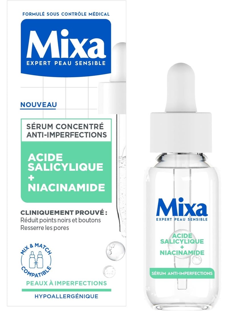 Mixa - Concentrated Anti-Blemish Serum - For blemished skin - Enriched with Salicylic Acid and Niacinamide - 30 ml