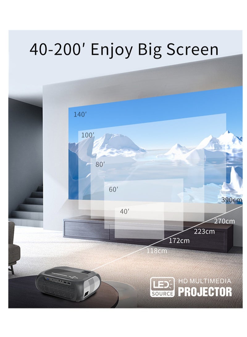 Furtey Portable Projector Android Home Theater Full HD 1080P for Indoor Outdoor Compatible with TV Phone  - Image 3