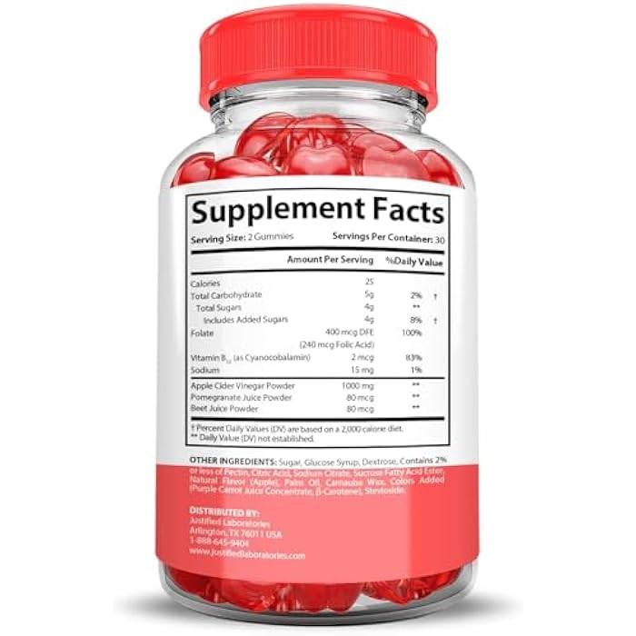Justified Laboratories Keto Bites Keto ACV Gummies Advanced Formula 1000MG Keto Bites Keto Gummies Apple Cider Vinegar Formulated with Pomegranate Beet Juice Powder B12 Vegan Non GMO 60 Gummys - Image 2