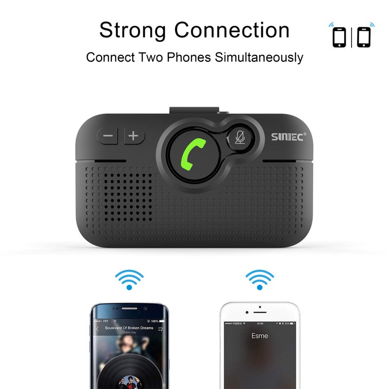 SUNITEC Bluetooth Car Speaker for Cell Phone, Handsfree Bluetooth Car Kit Motion AUTO ON Off Support Siri Voice Assistant Handsfree Speakerphone with Visor Clip - BC980P - Image 4