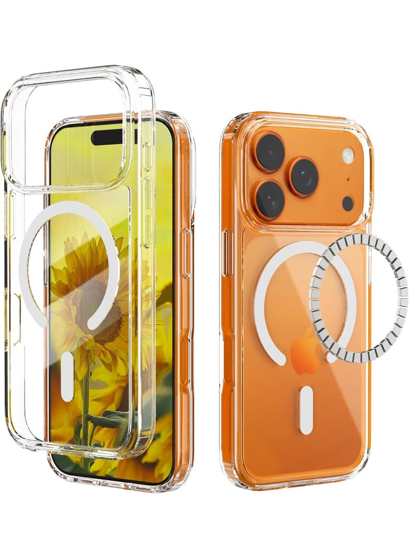 غطاء آيفون 17 Pro المغناطيسي، غطاء شفاف بلوري مقاوم للاصفرار، متوافق مع ماج سيف مع حماية من السقوط بمستوى عسكري - Image 1